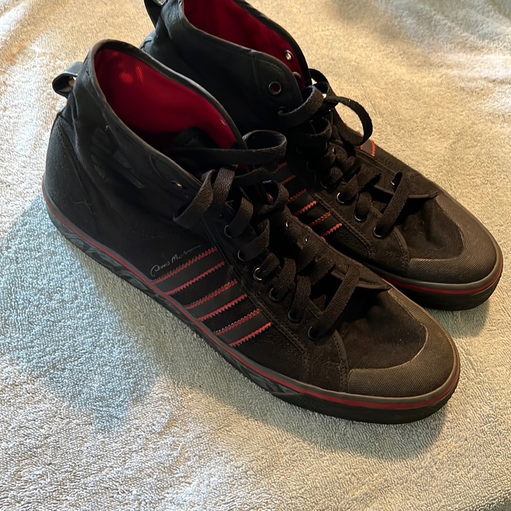 Adidas Nizza Black and Red high tops